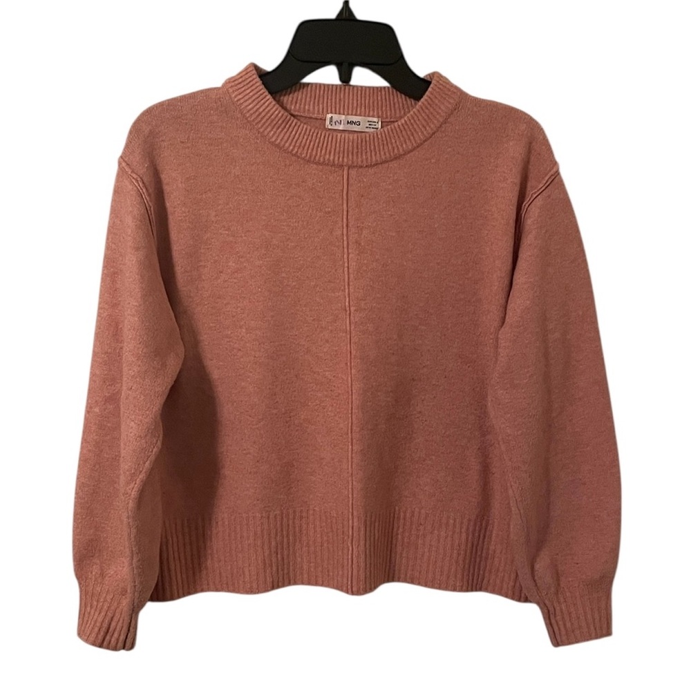 MNG Women’s Light Peach Pink Crewneck Pullover Mid Exposed Seam Sweater Size S